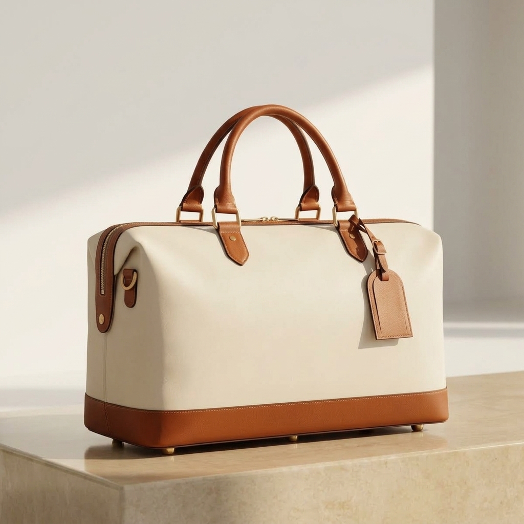 The Transit Commuter Tote in Cream & Cognac